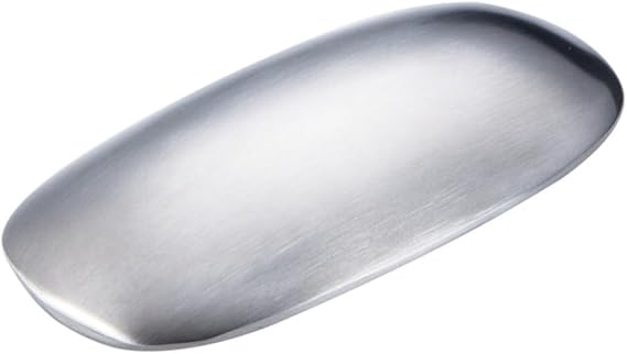 GLEAVI Stainless Steel Soap as Odour Absorber and Odour Remover for Kitchen Practical Kitchen Accessories for Removing Odours with Holder Silver