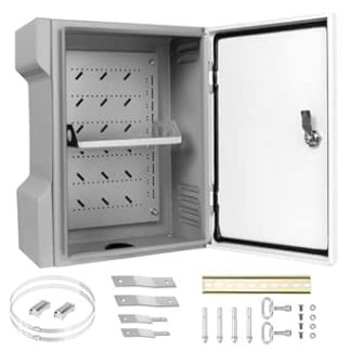 CHENGPI Stainless Steel Electric Box - IP65 Waterproof Electric Enclosure Box One-piece Ventilation Design - DIY Junction Box Wall/Mast Mounting Indoor and Outdoor (15.7 x 13.8 x 6)