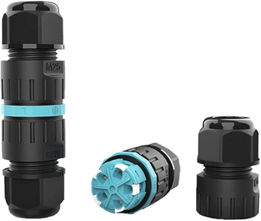 CENPEK 2 Pack Through Socket External Waterproof IP68 Cable Connector 2 Pin M20 Plug Cable Cross Section 5-12mm 2 or 6 Pin External Cable Box