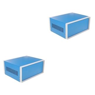 SHINEOFI Pack of 2 Metal Chassis, Small Aluminium Housing, Hard Electronic Case Boxes with Containers, Weatherproof Switch Boxes, Metal Blue