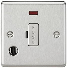 Knightsbridge CLAV6FBC 13A Fuse Spur with Neon & Flex Outlet - Rounded Edge Brushed Chrome