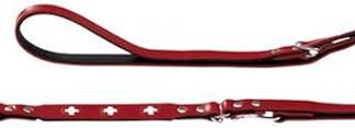 Hunter Swiss Adjustable Dog Lead made of High-Quality Leather with Swiss Cross Design