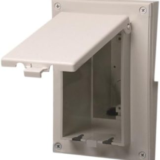 Arlington DBVR141W-1 Low Profile IN BOX Electrical Box with Weatherproof Cover for Retrofit Siding Construction, 1/2-Inch Lap, Vertical, White