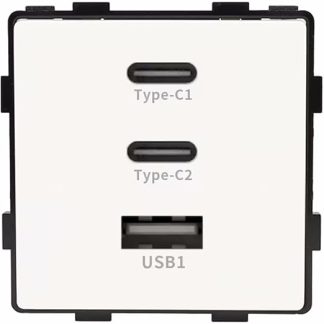 Socket with USB-A and USB-C Flush-Mounted 1 Compartment, Schuko Single Socket Wall Socket 230 V / 16 A with Child Lock Flat EU Standard White - Socket + USB