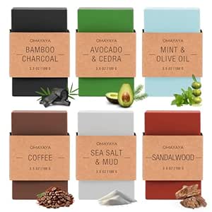 Handmade Soap Pieces for Body and Face, 200 g each, Gift Set for Men and Women, Pack of 6