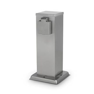 LongLife LED Garden Socket 30 cm with 2 x Outdoor Sockets IP44 Stainless Steel
