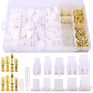 Glarks 700pcs 2 3 4 6 9 Pin Connector Housing Pin Header Crimping Electrical Wire Terminals Connector and 30 Sets 4mm Car Motorcycle Bullet Terminal Connector Assortment Kit