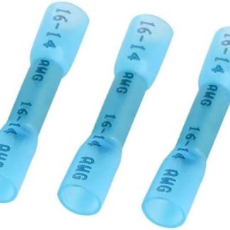 Pack of 100 Heat Shrink Butt Connectors, 16-14AWG Waterproof Wire Connectors Terminals, Insulated Waterproof Electrical Wire Connectors, Automotive Wire Crimp Terminals Butt Splices (Blue)