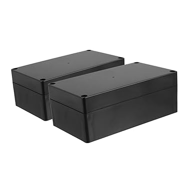 Yardenfun Pack of 2 Electrical Junction Boxes Made of Black Plastic Weatherproof Project Boxes with Sealing Ring 158 x 90 x 60 mm for Outdoor and Indoor Installations