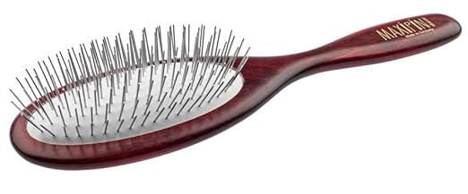 EHASO Hair Brush Maxi-PIN Stainless Steel Bristles Wooden Handle Detangling for All Hair Types All Ages Unisex Long Hair