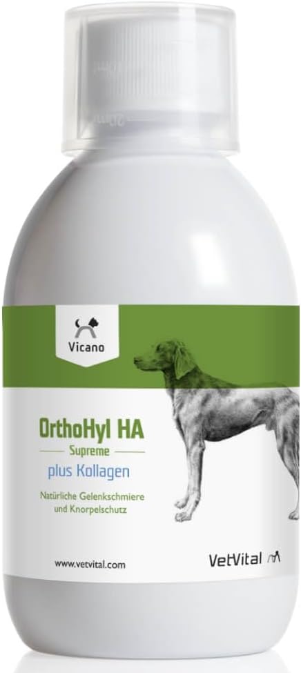 VetVital Viequo OrthoHyl HA Supreme plus Kollagen | 500 ml | Ergänzungsfuttermittel für Hunde | Zur Unterstützung der Beweglichkeit und Belastbarkeit der Gelenke und des Knorpels