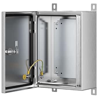 KWONONG Stainless Steel Enclosure, IP65 Waterproof Electrical Box for Indoor and Outdoor Projects, Includes Mounting Plate and Wall Mount 350 × 250 × 150 mm (14 × 10 × 6)