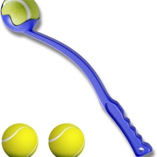 Ball Launcher for Dogs - Dog Toy Set with 3 Balls, Blue, 36 cm Long. Practical and Hygienic. Ball Slingshot for Dogs - Throwing Toy for Easy Fetch and Throwing Balls (Small)