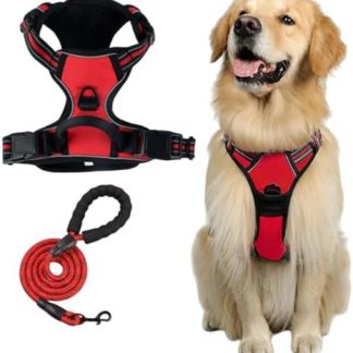 Fellstern Anti-Pull Harness, Anti-Pull Harness for Dogs, Adjustable, Soft (Red, L)