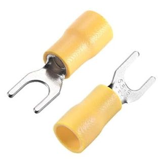 RV5.5-5 Insulated Fork Cable Connectors Wire Connectors Cable Connectors AWG12-10 Yellow Pack of 30