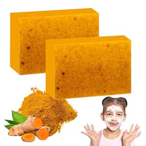 Turmeric Honey Kojic Acid Soap, Pack of 2 Kojic Acid Soap Turmeric, Vitamin C Soap Piece for Hyperpigmentation, Dark Spot Removal, Deep Cleansing