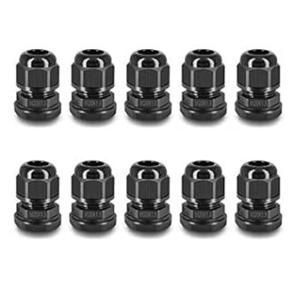 Waterproof Cable Glands Adjustable 6-12mm M20 Plastic Cable Connectors IP66 20mm Diameter Nylon Joints with Gaskets Black