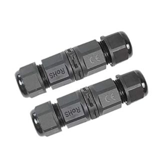 PowerTOOL Waterproof Junction Box, 2 Pack Outdoor Cable Connector IP68 Electrical Plug External Sleeve Coupler for Cable Range 6mm-12mm (2 Pin)