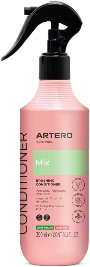 Artero Mix Conditioner Leave-in für Hunde und Katzen – Entwirrt, spendet Feuchtigkeit und verleiht Glanz – Ohne Ausspülen – Anti-Statik Spray für trockenes oder verfilztes Fell. 300 ml