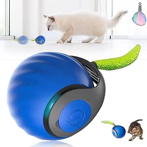 Ziswin Interactive Dog Toy Ball, Automatic Moving Cat Toy Ball, Dog Ball, Electric USB Rechargeable, Two Speed Settings (Blue)