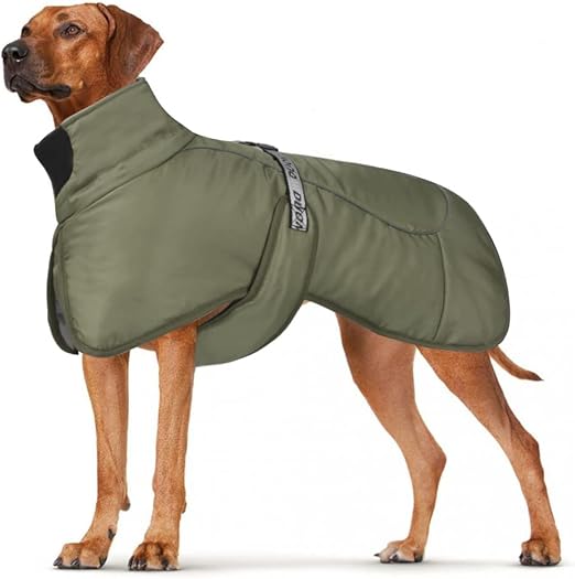 DoggieKit Dog Coats, Waterproof Windproof Warm Winter Jacket, Safe Jacket Threaded with Reflective Stripes, for Medium and Large Dogs, with Harness Hole for Puppies, Pets, Cold Weather Clothing, Vest