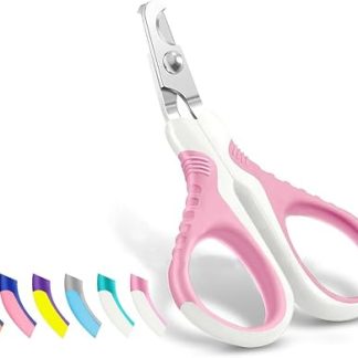 WePet Pet Nail Scissors (U07.1), Professional Claw Scissors, Curved Scissors Specially for Cats, Kittens, Dogs, Puppies, Small Animals, White/Thulian Pink