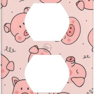 Dekorative Wandplatte für elektrische Steckdosen, rosa niedliches Schwein, Lichtschalter-Abdeckung, Hitze- und Lichtbeständigkeit, 11,4 x 7 cm
