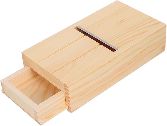 jojofuny Wooden Candle Beveler, Soap Cutting Tool with Drawer Function, Loaf Soap Cutter for Handmade Soap Making, Soap Razor for Precise Edge Trimming
