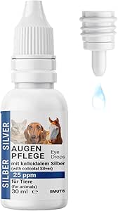 BMUT 1 x 30 ml Eye Drops for Dogs & Cats with Colloidal Silver - 25 ppm - Eye Care - Itching, Irritation, Tear Spots