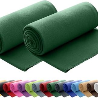 wometo Polar Fleece Blankets, Set of 2, Oeko-Tex, 130 x 160 cm, approx. 400 g, with Anti-Pilling and Overcast Hem, Green, Dark Green