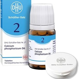 DHU Schüßler Salt No. 2 Calcium Phosphoricum D6 - Минеральная соль для костей и зубов - Оригинальная - Экологически чистая, в фармацевтической стеклянной упаковке, 80 таблеток с футляром для таблеток