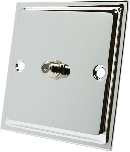 Slimline Polished Chrome 1 Gang Sky Socket - F Type Socket for Satellite Outlets