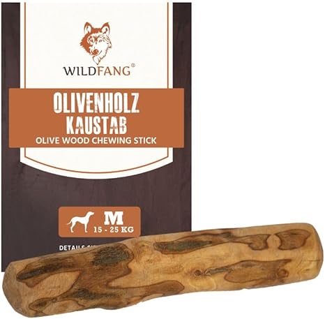 Wildfang Olive Wood for Dogs, Size M - Heavy Duty Chew Sticks for Strong Chewers, Puppy Chew Toys for Teeth, Training Chewing Muscles, Olive Wood Chew Stick for Dogs (15-25kg)