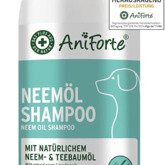 AniForte Neem Oil Shampoo for Dogs, 500 ml, Dog Shampoo Against Itching, Mites, Fleas, Ticks, Skin-friendly, Nourishing & Easy to Comb, Grooming & Coat Shine, Pleasant Smell