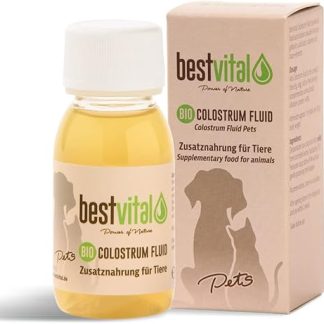 Organic Colostrum Fluid for Dogs & Cats [60 ml] - Liquid Immune Booster Strengthens Immune System & Vitality - Ideal for Stomach, Intestines & Allergies - Puppies & Senior - German Organic Quality