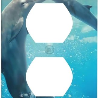 Deep Sea Dolphins Decorative Wall Plate for Electric Sockets, Light Switch Cover, Heat and Fade Resistance, 11.4 x 7 cm
