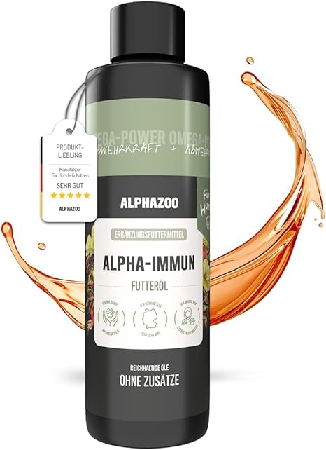 alphazoo Alpha‑Immun Premium Immune System Food Oil for Dogs 250 ml - 100% Natural, with Omega‑3, Vitamin E & Vegetable Oils, Supports Skin, Coat & Defences for Better Wellbeing