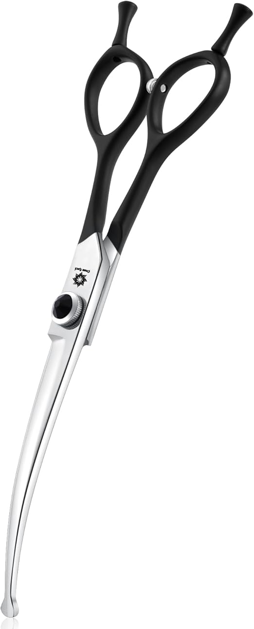 Dream Reach 6.5 Inch Professional Curved Dog Scissors Fur Scissors with Ergonomic Handle 440C Stainless Steel Safety Fur Scissors for Dogs Cats Cutting Black