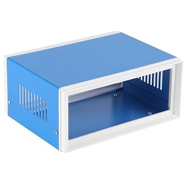 FAUOSWUK Blue Metal Plastic Junction Box 17x13x8cm Enclosure Cabinet Project Housing with Screws for Indoor and Outdoor Electrical Control Box