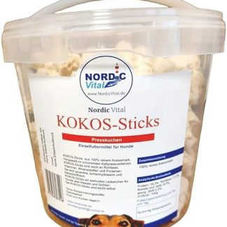 NordicVital Coconut sticks, treats, press cakes, snacks, dental care for dogs made from 100% coconut pulp without additives, 1000 g bucket