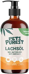 Pets Purest Salmon Oil for Dogs & Cats 1000 ml - Pure Norwegian Salmon Oil with Omega 3-6-9 & Vitamin E - Supports Skin, Coat, Joints & Immune System - 100% Natural