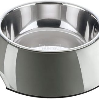 Hunter Melamine Bowl for Dogs and Cats with Removable Stainless Steel Bowl, 700 ml, grey