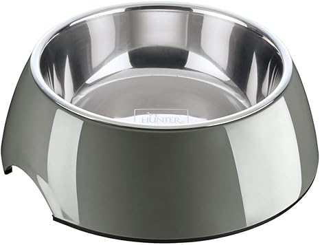 Hunter Melamine Bowl for Dogs and Cats with Removable Stainless Steel Bowl, 700 ml, grey