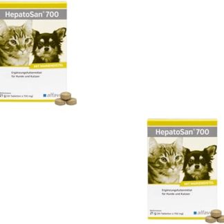 Alfavet HeptoSan 700 | Double Pack | 2 x 30 Tablets | Supplementary Feed for Dogs and Cats | To Support Liver Function in Chronic Hepatic Insufficiency
