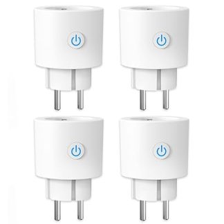 Antela WLAN Smart Socket with Current Measurement 16 A, Smart Home Socket Compatible with Alexa/Google Home, Power Consumption Measurement, Voice Control, App Remote Control, 2.4 GHz, 4 PCs