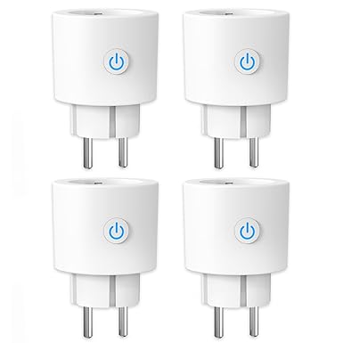 Antela WLAN Smart Socket with Current Measurement 16 A, Smart Home Socket Compatible with Alexa/Google Home, Power Consumption Measurement, Voice Control, App Remote Control, 2.4 GHz, 4 PCs