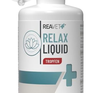 ReaVET Relax Liquid Drops for Dogs 100 ml - Soothing with Valerian, L-Tryptophan, Vitamin B12 & Melissa I Soothing Drops Dog for New Year's Eve, Travel & Car Trips