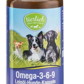 tierlieb Omega-3-6-9 Linseed Oil Dog Capsules, 500 mg Linseed Oil per Capsule, 180 Capsules