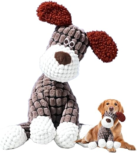 Kidmis Dog Toy, 2025 New Dog Toy, Indestructible, Squeaky Dog Toy, Soft Puppy Toy for Small, Medium and Large (Brown Dog)