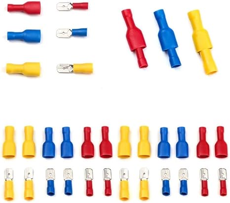 Xiaochen Steckdose des elektrischen Steckverbinders 240pcs / Lot Weiblich Männlich Elektrische und Verdrahtung Stecker Insulated Crimpanschluss Spade Set Rot Blau Gelb